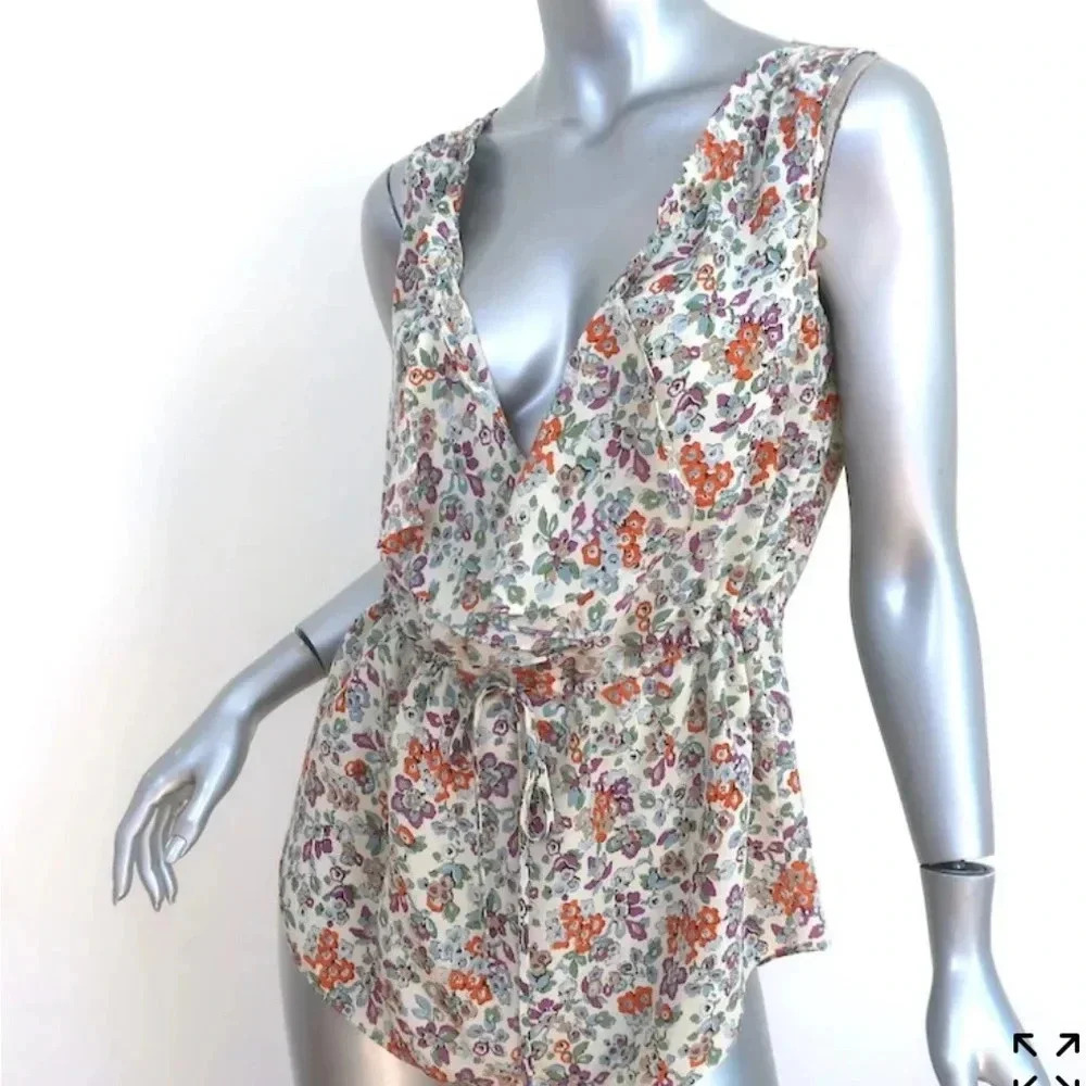 Rebecca Taylor 100% Silk Sleeveless Floral Top. Size 6 - Picture 1 of 8